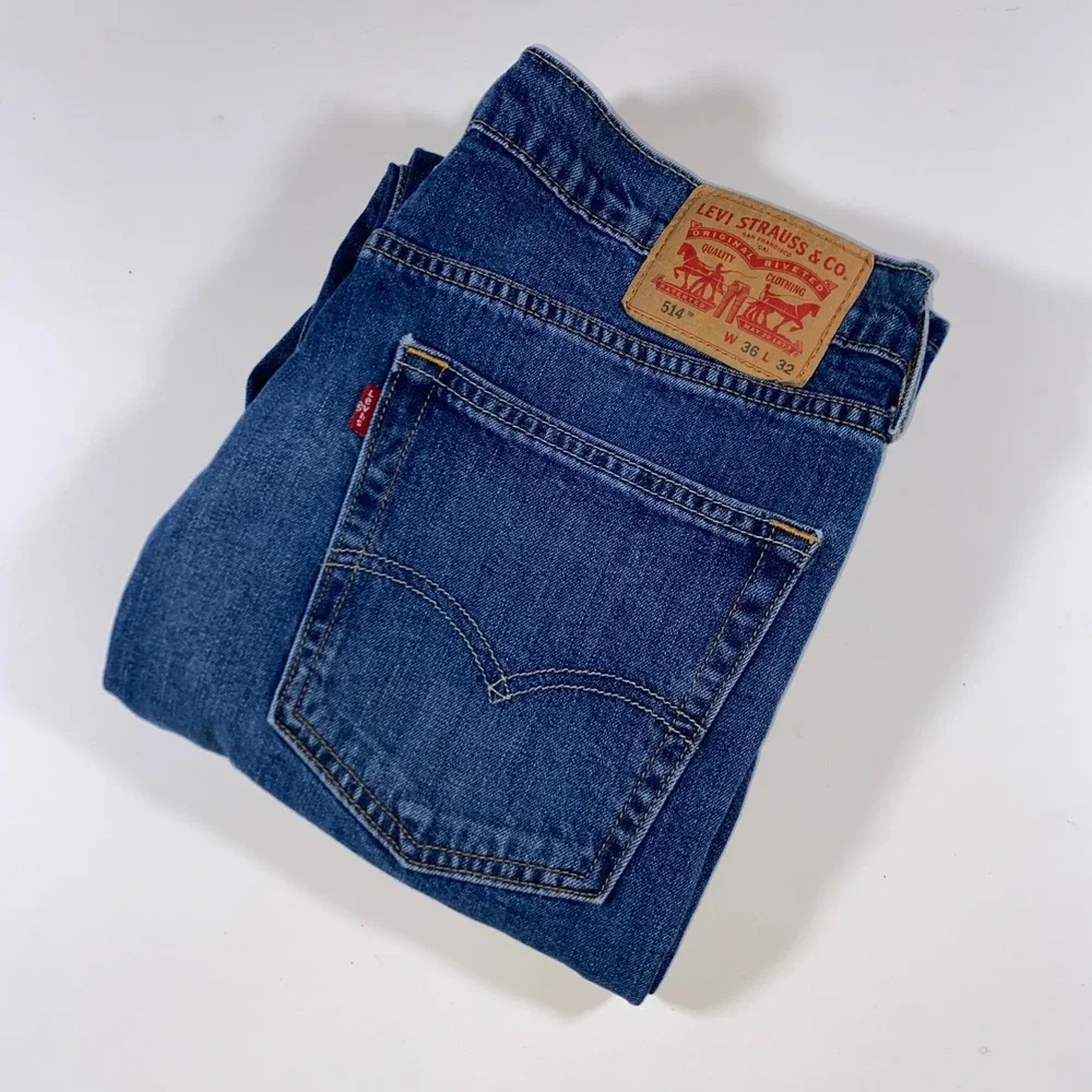 Levis 514 Straight Fit Mens Blue Denim Jeans Medium Wash W36 L32